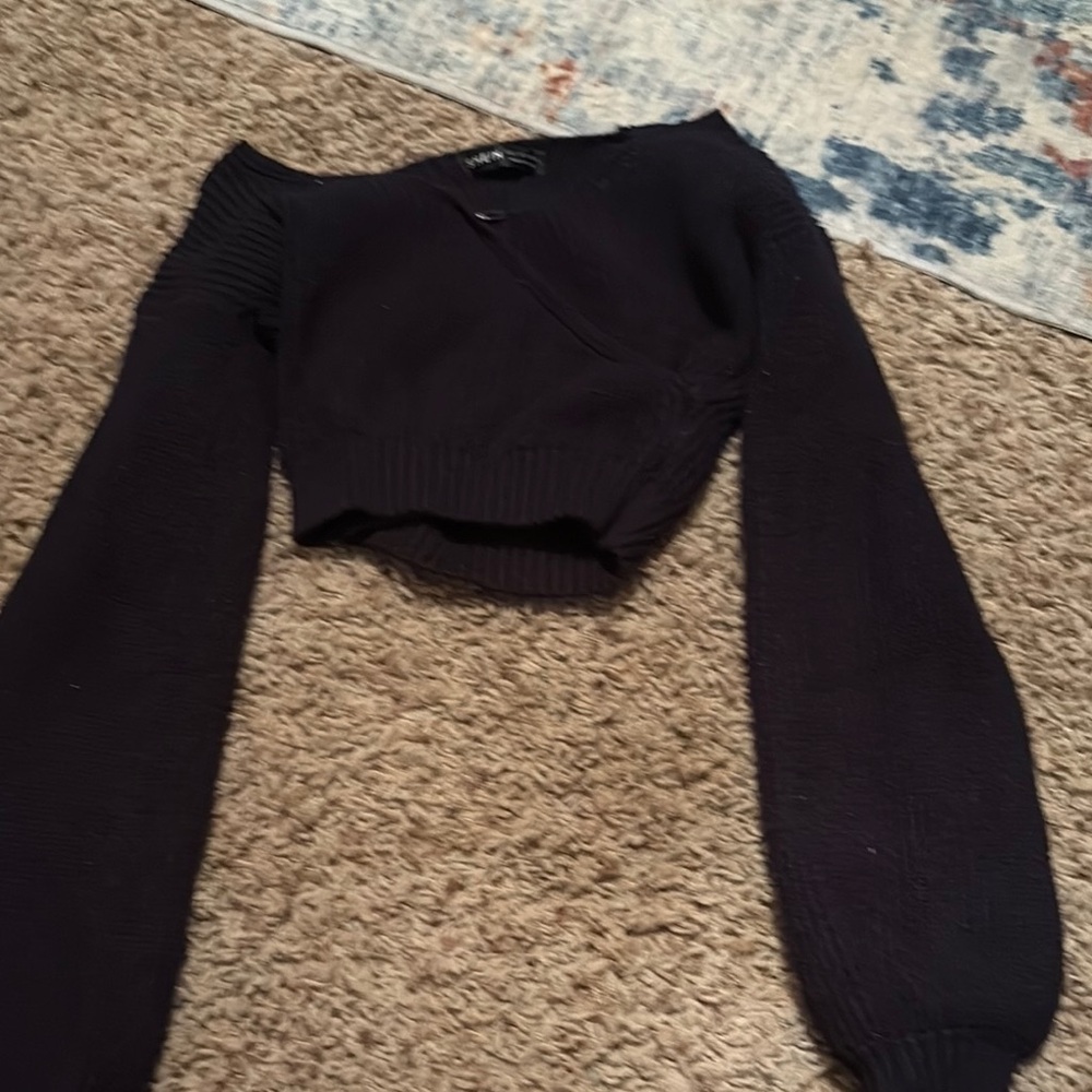 SHEIN Black Off-the-Shoulder Sweater Knit Casual